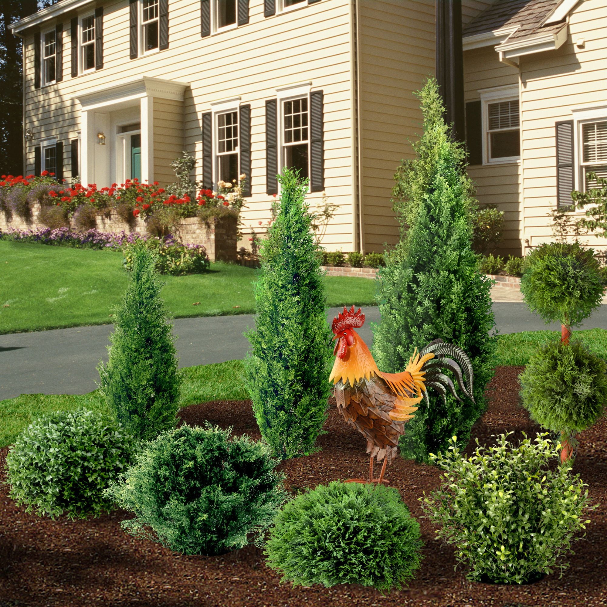 18 in Brown Orange National Tree Company Metal Rooster