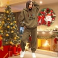 thumbnail image 2 of Heiheiup Ladies Christmas Tree Print Casual Loose Two Piece Pantsuit, 2 of 4