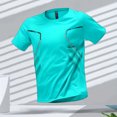 thumbnail image 3 of Camisetas deportivas para hombre, Camiseta deportiva para correr, bloque de Color, secado rápido, transpirable, manga corta, cuello redondo, camiseta activa para entrenamiento al aire libre, 3 of 5