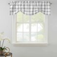 thumbnail image 2 of Tie Up Valances for Windows, Grey Plaid Adjustable Valance Curtains Window Treatment for Living Room, Gradient Geometric Buffalo White Checkered Rod Pocket Kitchen Curtains & Drapes 42x18 Inch, 2 of 9