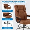 thumbnail image 3 of Scranton & Co High-Back Saddle Brown Faux Leather Executive Chair Titanium, 3 of 10