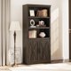 thumbnail image 1 of Compact 5-tier estilo rural wood estante de libros con abiertos estantes y doors vintage para exposición gabinete para living rooms bedrooms apartments y offices (dark oak), 1 of 7