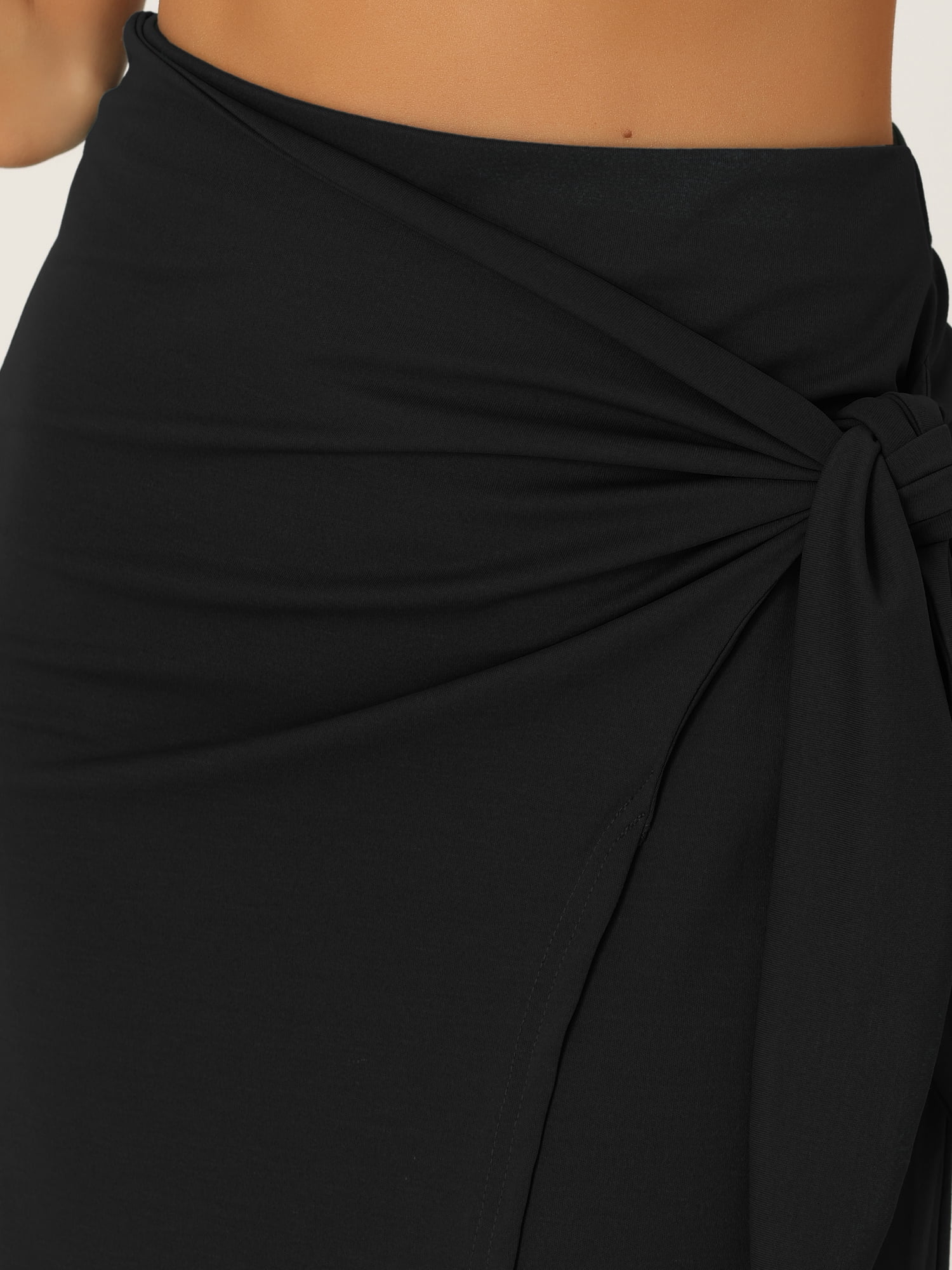 DARING DIVA Women Split Thigh Front High Waist Boho Wrap Midi Skirt XL Black