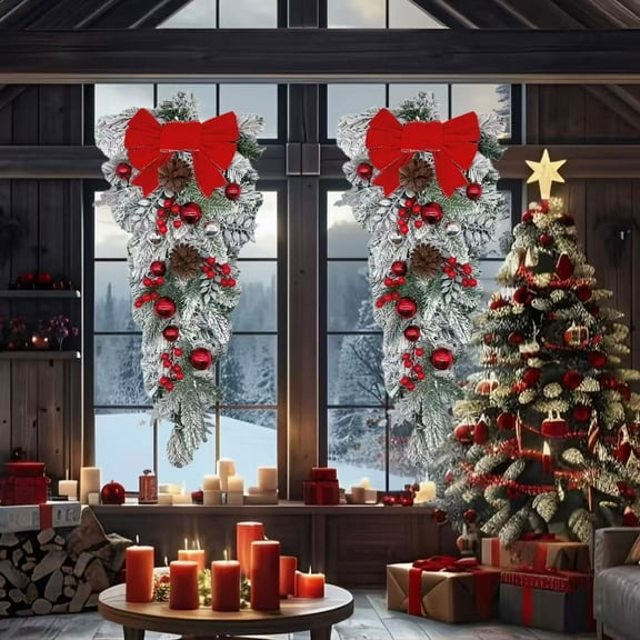 christmas ornaments set Christmas Door Wreath Decorations Christmas Staircase Wall Decorations Festive Christmas Pendants 2pc