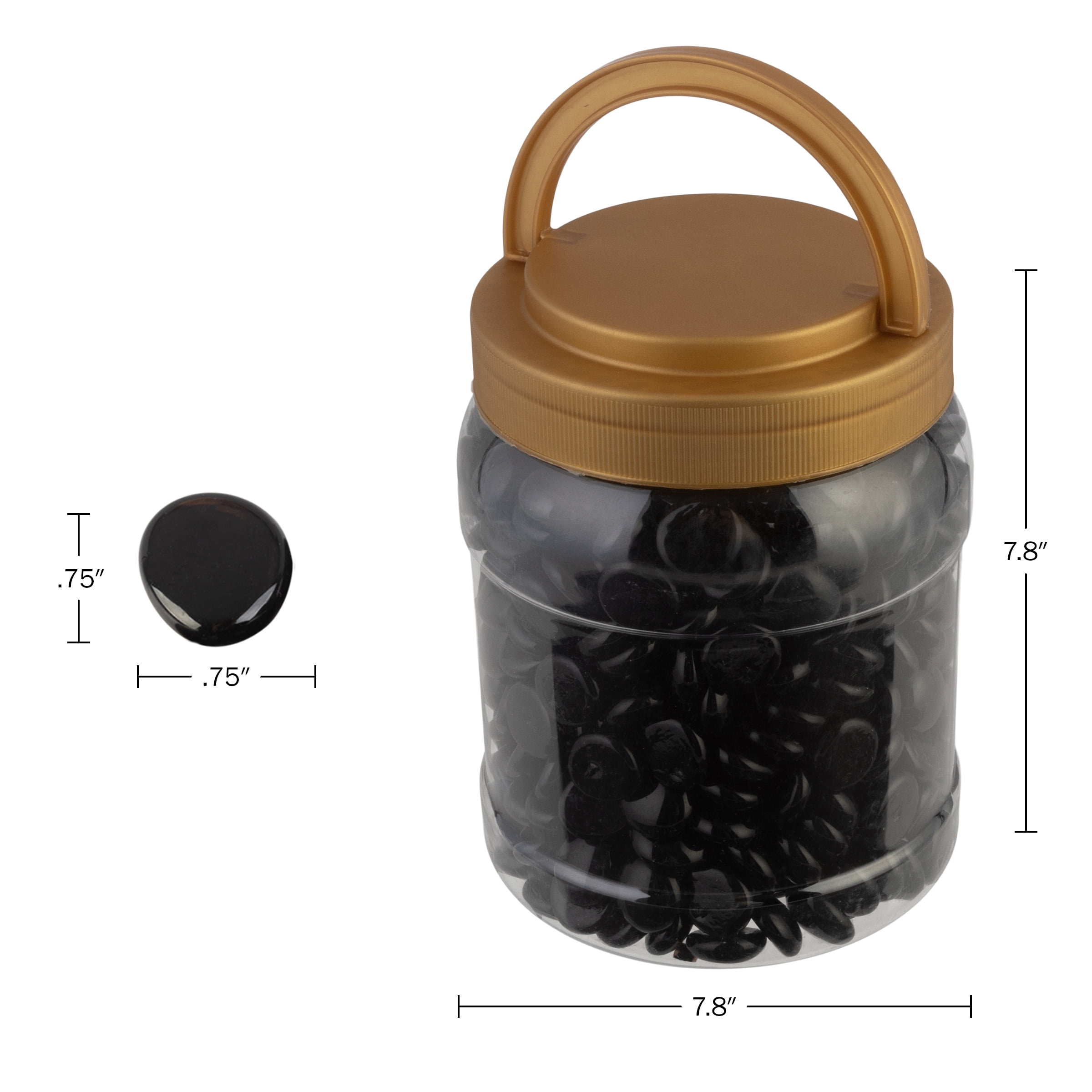 Lavish Home 10lbs Vase Filler Glass Beads - 3/4in Flat Marbles, Black