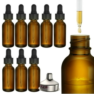 48 Pack .5 oz Amber Glass Bottles with Dropper Dispenser and 6 Funnels for  Essential Oils, Aromatherapy, Liquids (54 Total Pieces, 15ml) 