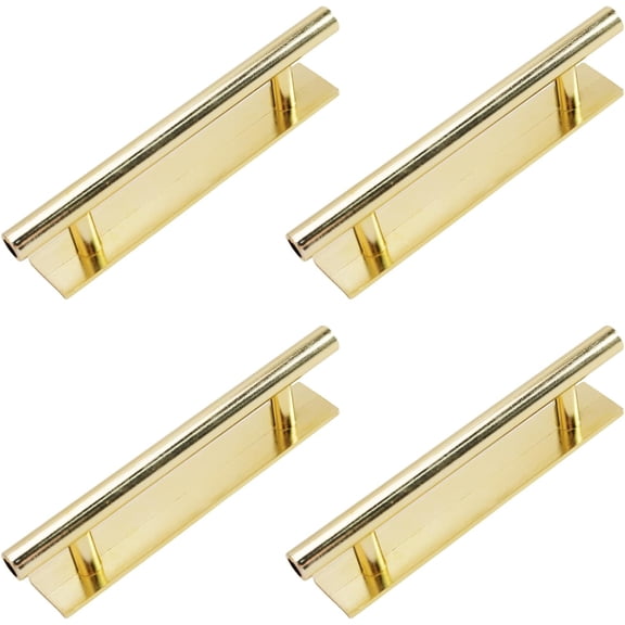 Self-adhesive Long Handles,4pcs Gold Plastic Convenient Opening Stick-on Handles with Plate for Kitchen Cabinet Window Sliding Closet Door