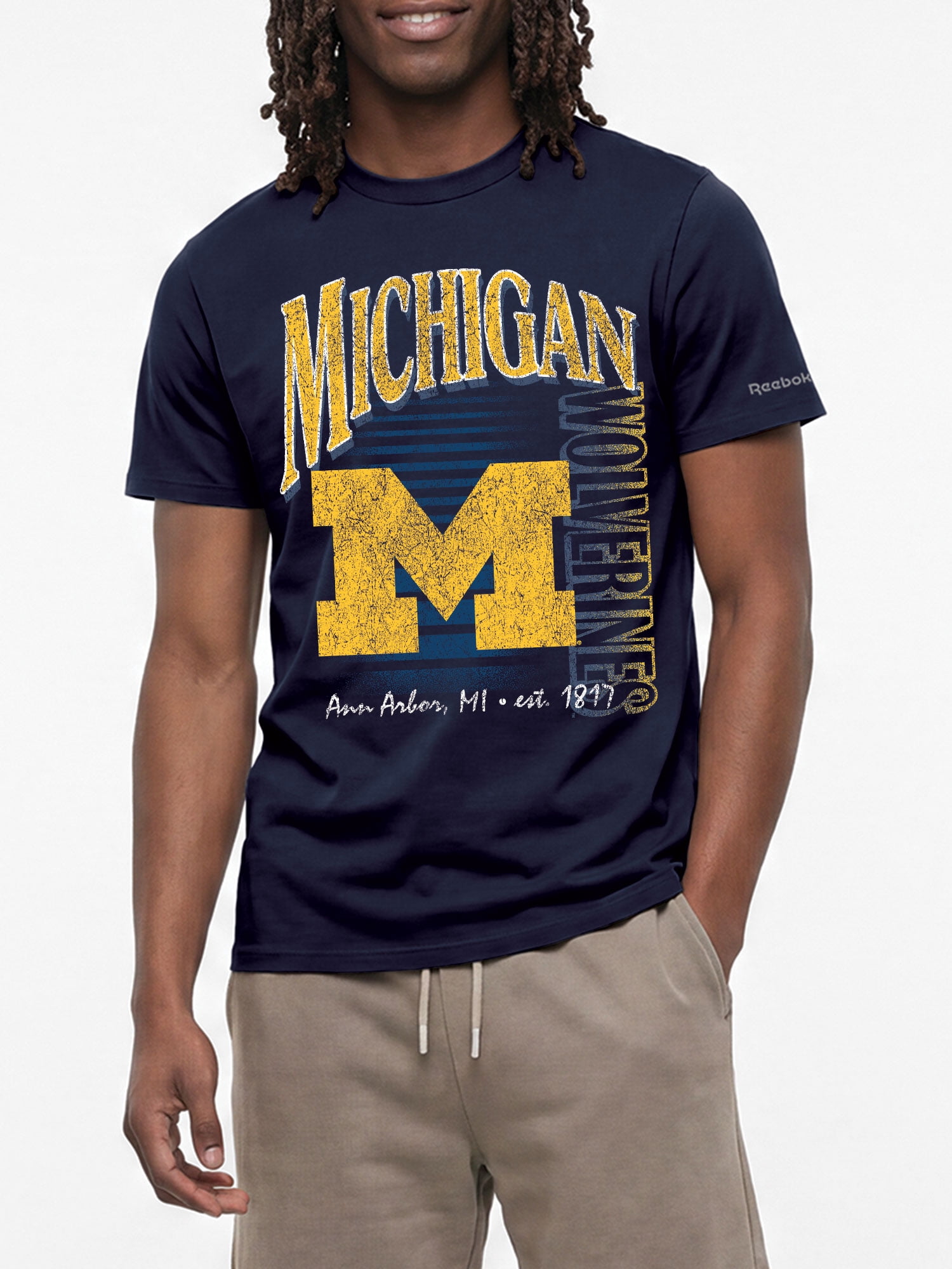 Michigan Wolverines Reebok Mens Crew Neck Short Sleeve T-Shirt