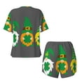 thumbnail image 5 of Naloa Spring St Patrick’S Day Irish Gnomes Women's Short-Sleeved Pajama Set, Loungewear, Summer pajamas, Breathable Cozy - XX-Large, 5 of 9