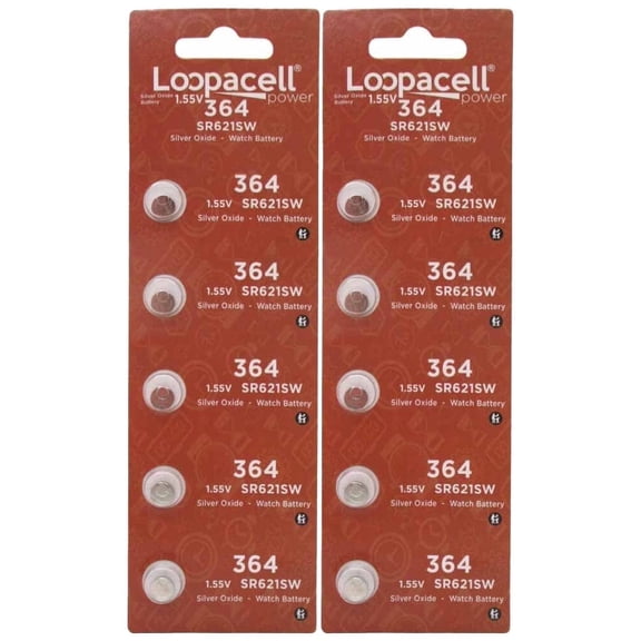 LOOPACELL 364 SR621SW Silver Oxide 10 Batteries