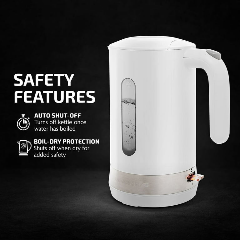 OVENTE 1.8 L Electric Kettle Hot Water Heater, Auto Shutoff, Instant Boiler  for Coffee -White KP413W 