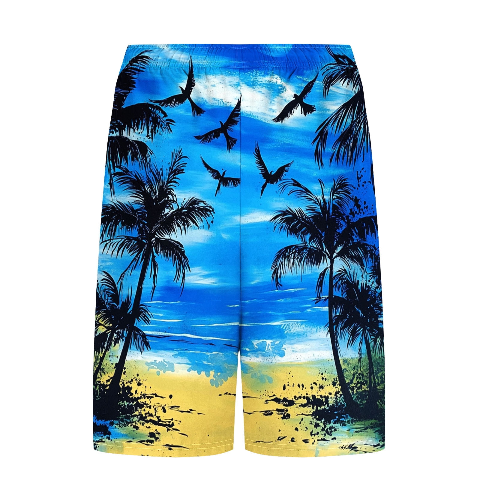 Timoontee Men Beach Shorts Stretchy Elastic Waist for Everyday Use Roomy Cargo Pockets All Day Comfort Fit Classic Style Blue M