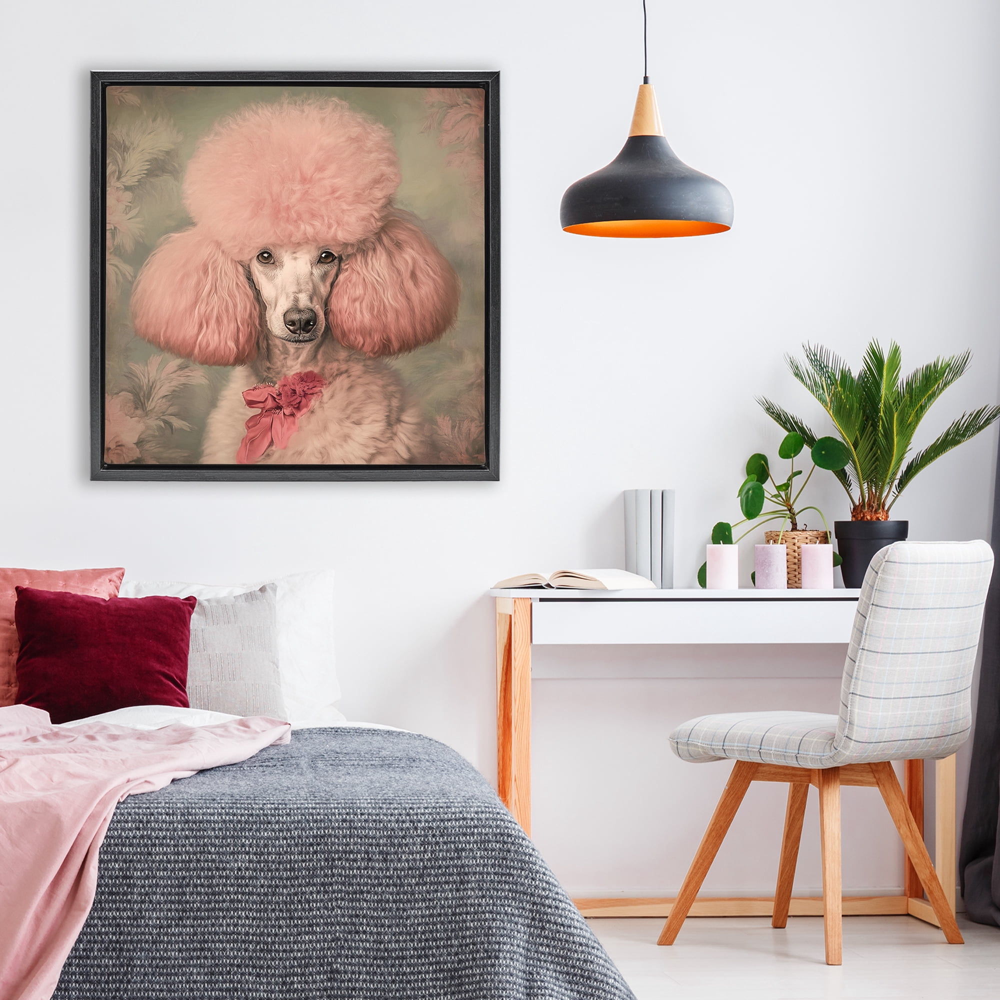 Stupell Industries Miss Baroness Blush Black Framed Floater Canvas Wall Art, design by Tina LeCour