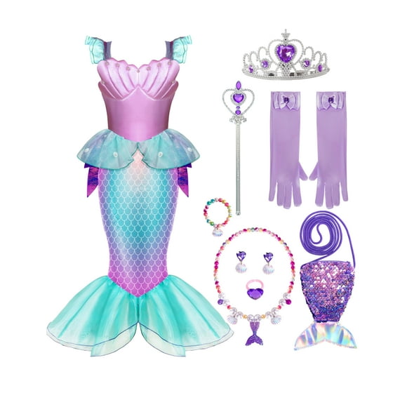Disfraz infantil de sirena Spooktacular Creations, color morado, tamaño mediano