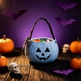 thumbnail image 6 of YAMB Halloween Handheld Bow Embroidered Candy Bag, Cute Pumpkin Shaped Candy Bucket with Handles, Portable Spacious Goodie Collecting Bag for Home Party Table Decor & Party Prop, Blue, 6 of 6