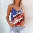 thumbnail image 5 of QLEICOM Womens 4th of July Tops Independence Day Popular American Flag Printed T-shirt Printing V-Neck Sleeveless Sling Summer Loose Fitting Tank Tops Blouses Blue XXL, 5 of 5