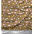 thumbnail image 1 of Soimoi Crepe Silk Fabric Cloud,Star & Cute Elephant Kids Print Fabric by The Yard 42 Inch Wide, 1 of 1