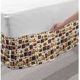 thumbnail image 2 of 90s Bed Skirt, 90s Theme with Old Style Recorder Stereo Television Roller Skate Shoes Electronic Watch, Elastic Bedskirt Dust Ruffle Wrap Around for Bedding Decor, 4 Sizes, Mustard, by Ambesonne, 2 of 2