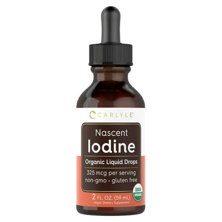 Nacent Iodine Organic Liquid Drops | 2 fl oz | Vegan Formula |by Carlyle