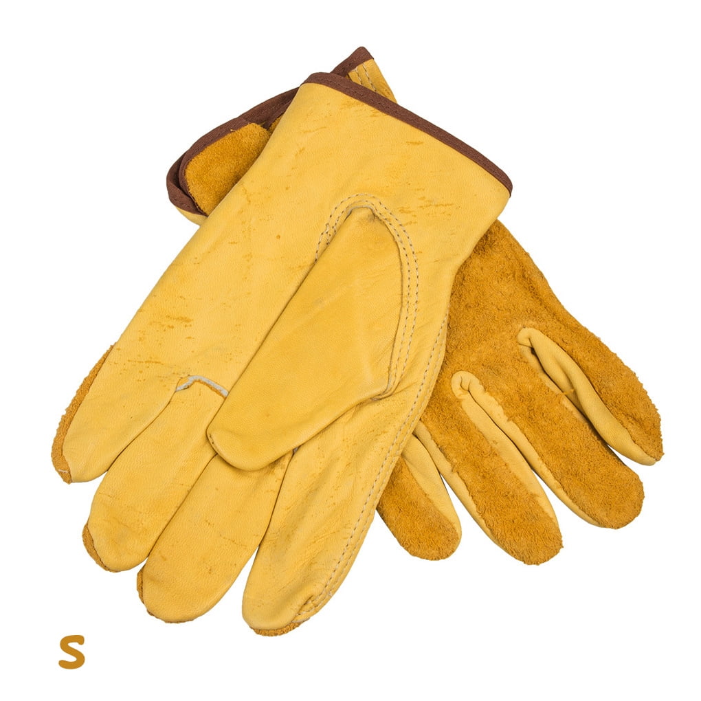 Garden Gardening Welder Gloves Men Women Thorn Proof Leather Work Yellow US 