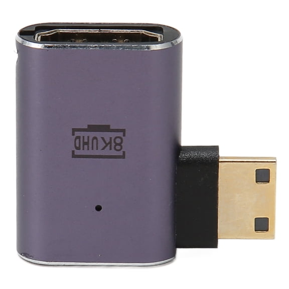 Riousery Left Angle Mini HDMI Male to HDMI Female Adapter, UHD 2.1 High-Speed Connector Supporting 8K 60Hz and 4K 120Hz, Perfect for Digital Cameras, TVs, Monitors, and Gaming Consoles