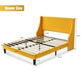 thumbnail image 7 of Allewie Queen Size Wingback Headboard Modern Platform Bed, Light Yellow, 7 of 7