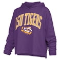 thumbnail image 2 of Women's Pressbox  Purple LSU Tigers Nelson Arch Over Logo Long Sleeve Hooded Slub T-Shirt, 2 of 3