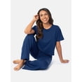 thumbnail image 6 of Fruit of the Loom Women's Soft and Breathable Short Sleeve Boxy Top and Wide Leg Pajama Set, Sizes S-4X, 6 of 14