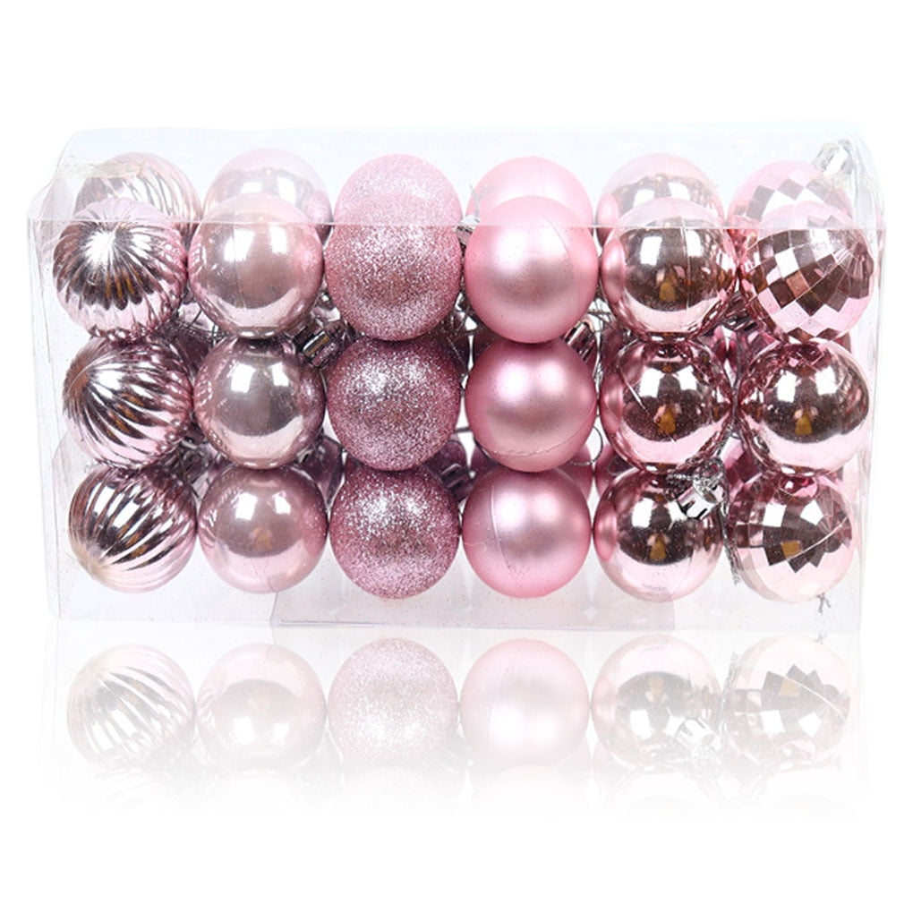 36Pcs Rose Gold Plastic Christmas Balls Ornament 4cm Pendant Ball