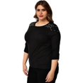 thumbnail image 2 of Blusa con perlas en hombros, talla extra modelo 3743-C (negro) negro 38 Roman Fashion Blusa extra 3743-C, 2 of 5