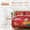 thumbnail image 6 of Merry Christmas Bedding Duvet Cover Set Twin Size 4 Pieces Red Santa Claus Reindeer Gift Car Bow Snow Bedding Set with Zipper Closure, 1 Comforter Cover 68x86 Inches 1 Flat Sheet & 2 Pillow Cases, 6 of 7