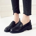 thumbnail image 4 of Xinyolin Women Fashion Round Toe Faux Leather Block Heel Shoes Anti Skid Slip On Loafers, 4 of 8