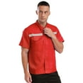 thumbnail image 5 of Zaldita Men Short Sleeve Zipper Work Shirt Mechanic Uniform Shirt Industrial T-shirts Workshop Tops Red 170/L, 5 of 7