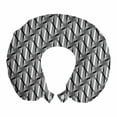 thumbnail image 1 of Abstract Travel Pillow Neck Rest, Grid Like Composition of Greyscale Monotone Shapes Streaks, Memory Foam Traveling Accessory Airplane and Car, 12", Charcoal Grey Dimgray, by Ambesonne, 1 of 2
