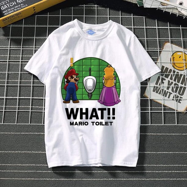 Camiseta de cuello redondo de Super Mario Bros para niños, camiseta de poliéster suave y linda, camiseta divertida, diferentes estilos, tazón y niños, regalo de cumpleaños, tamaño relajado zhangmengya LED