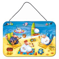 Carolines Treasures APH0081DS812 Party Pigs on the Beach Wall or Door Hanging Prints  8x12 multicolor
