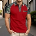 thumbnail image 2 of Polo T Shirts for Men Camo Short Sleeve Button Collared Tops with Pocket Casual Color Block Relaxation Shirts for Men, 2 of 9
