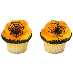 24 Spider Ghoulish Halloween Cupcake Cake Rings Birthday Party Favors Toppers