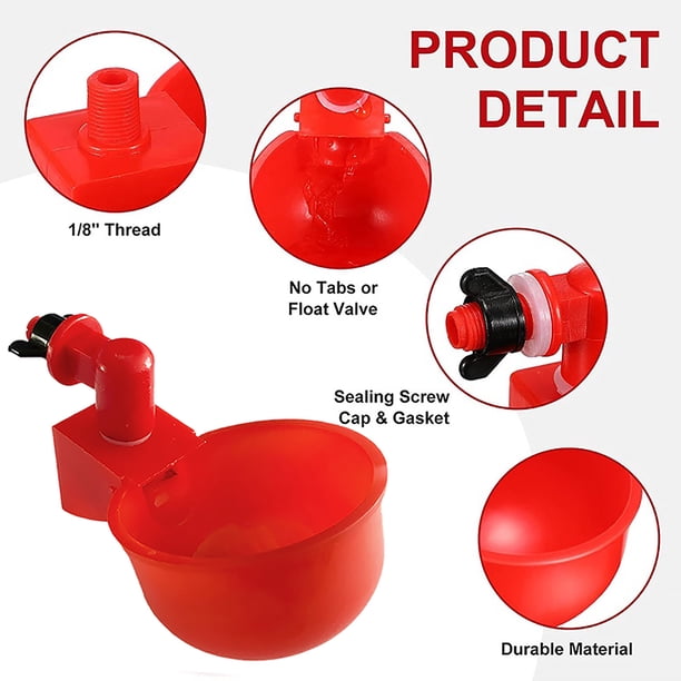 Vasos de agua para pollos alimentador automático de pollos para aves de corral (6 uds)