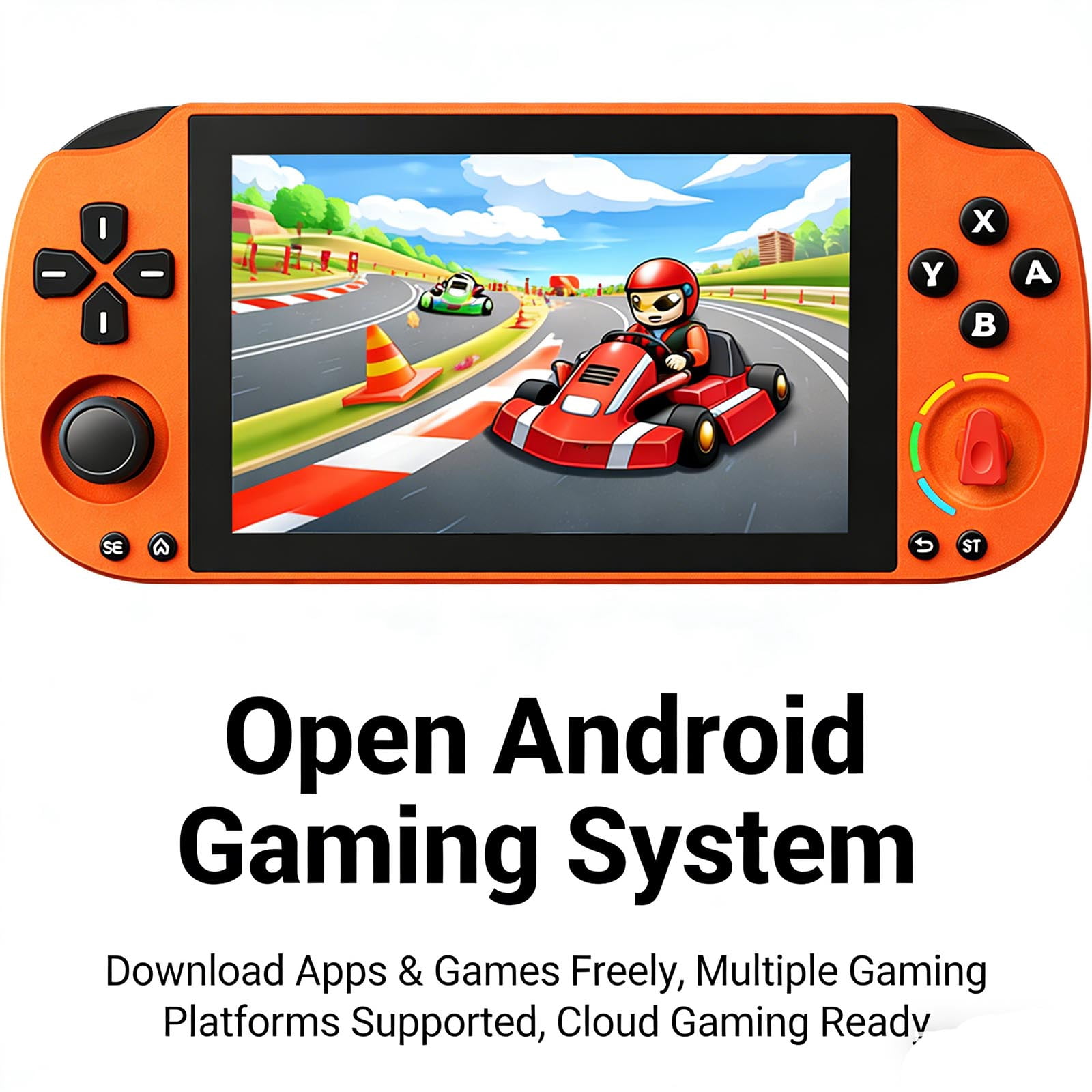 Android Gaming Handheld Console, 5" FHD 1080P Touch Screen, Helio G85, Hall Effect Joystick, WiFi 2.4/5G Bluetooth 5.0, 4000mAh Battery, 3GB+32GB, TF Card up to 512GB