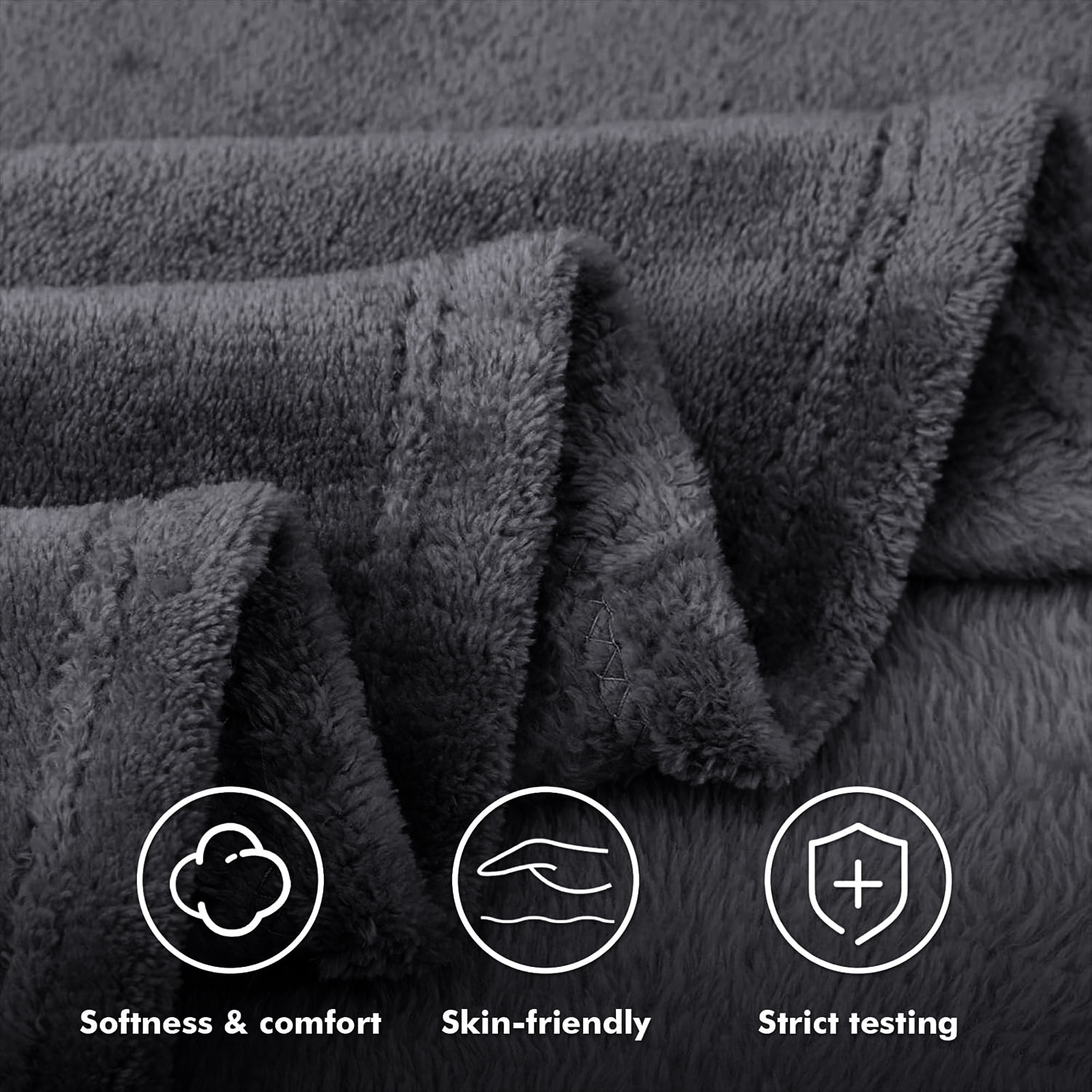 IR Imperial Rooms Flannel Fleece Bed Blanket 310 GSM Microfiber Lightweight Warm Fluffy Cozy Plush Adult Gray Queen Size