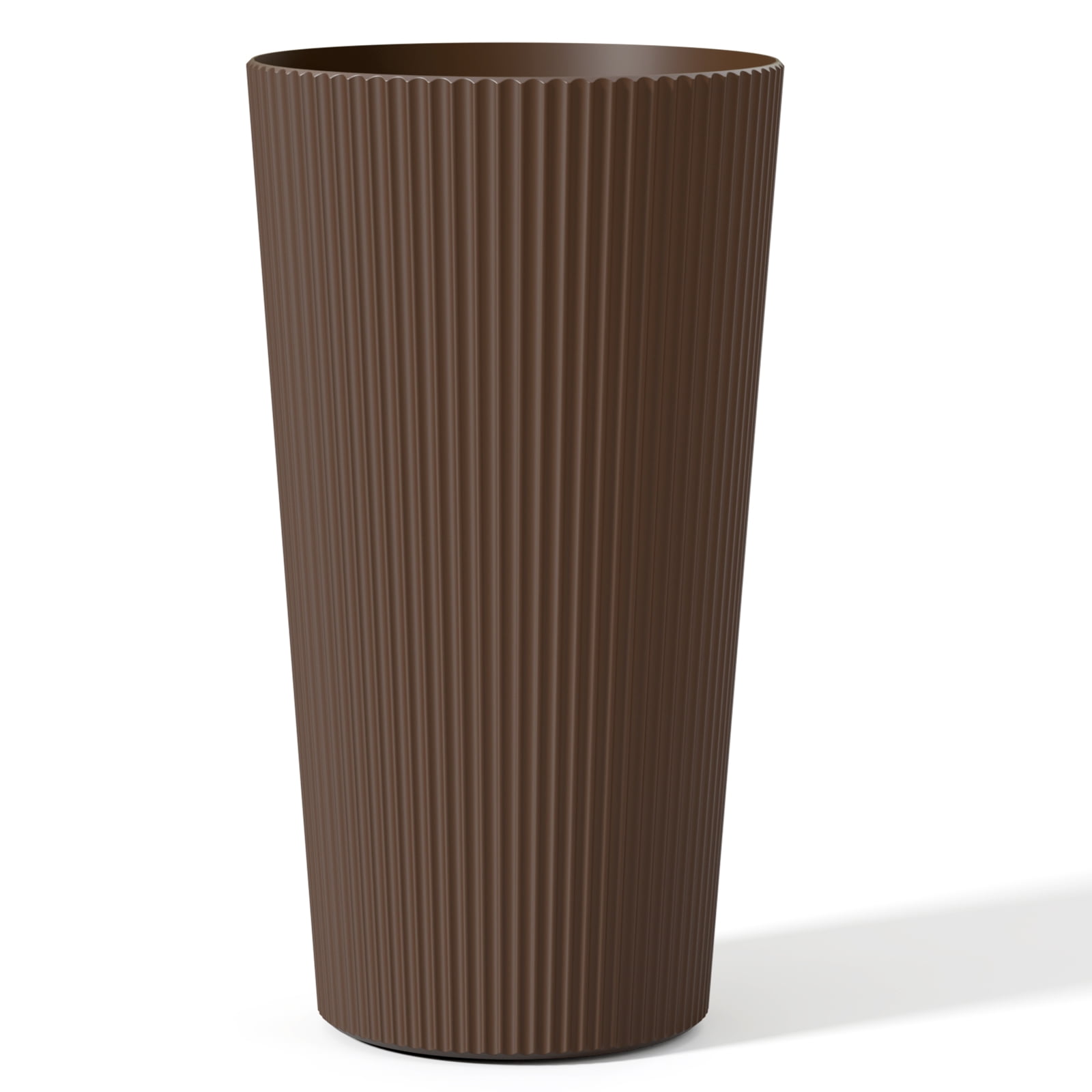 Chiccushion Tall Round Planter Set of 2, 23.6 Inch Tall Decorative Planter Pots for Outdoor Indoor Garden Patio Front Porch, Brown