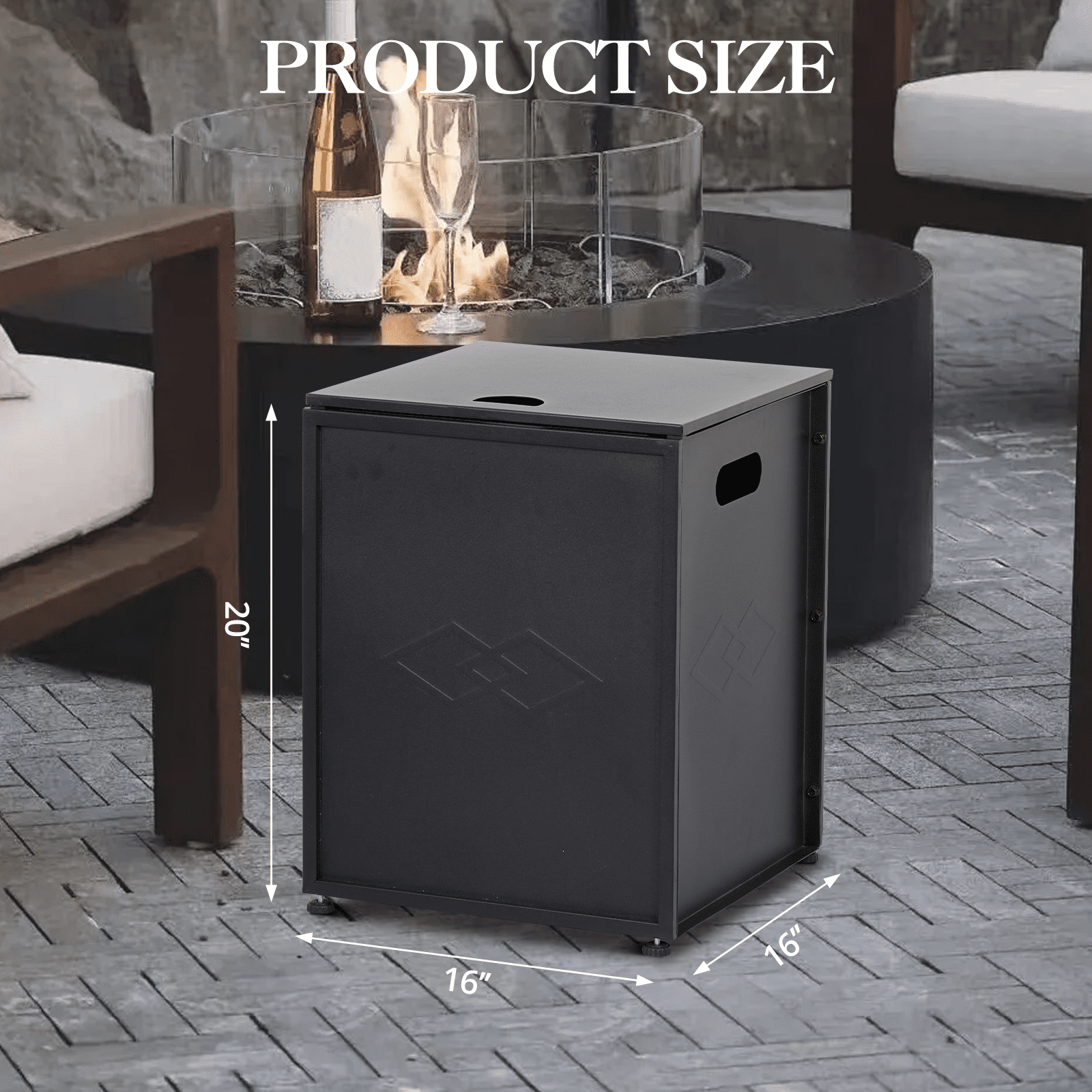 16'' Propane Tank Cover Hideaway Side Table 20 lbs Propane Gas Holder for Gas Fire Pit, Grill, Griddle & Stoves, Black