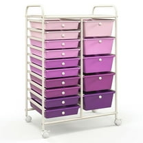 Kepooman Storage Cart, Mobile Shelving Unit,15-Drawer Utility Rolling Organizer Cart Multi-Use Storage-Purple