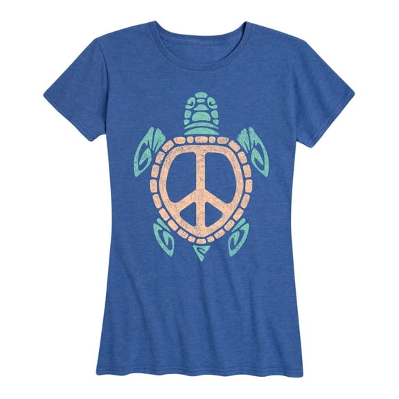 Instant Message - Peace Sign Sea Turtle - Women's Short Sleeve Graphic T-Shirt
