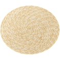 thumbnail image 3 of Straw Woven Place Mat with Rustic Texture for Home Decor and Table Protection Yellow Round Shape, 3 of 4