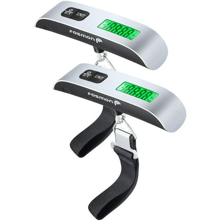 - Digital Luggage Scale (2 Pack), Digital LCD Display Backlight with Temperature Sensor Hanging Luggage Weight Scale, Up to 110LB with Tare Function