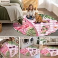 thumbnail image 6 of Summer Ocean Surfboard Round Living Room Rugs 5 ft, Beach Slippers Flower Palm Leaf Pink Plaid Washable Area Rug with Non-Slip Sturdy Edge Binding Round Carpet for Entryway Kitchen Bedroom Bathroom, 6 of 9