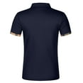 thumbnail image 5 of ZCFZJW Men's Polo Shirts Casual Solid Color Summer Short Sleeve Cotton Blend Moisture Wicking Trendy Lapel Collared Workout T-Shirts Tops Navy S, 5 of 9