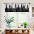 thumbnail image 5 of 3 Piece Kitchen Curtains and Valances Set Black Mist Forest Cafe Curtains 36 Inch Length Retro Country Watercolor Tree Scenery Valance & Tier Curtain for Living Room Bedroom Window 54"x18"+27"x36"*2, 5 of 6